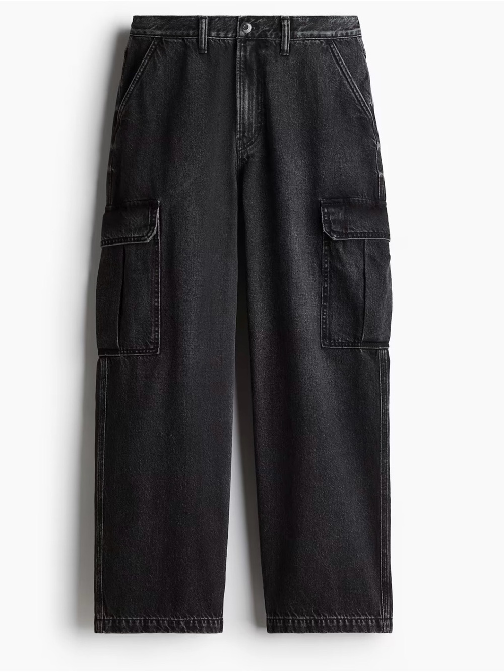 H&M Baggy Cargo Jeans Men’s 32X32 Black Loose Fit